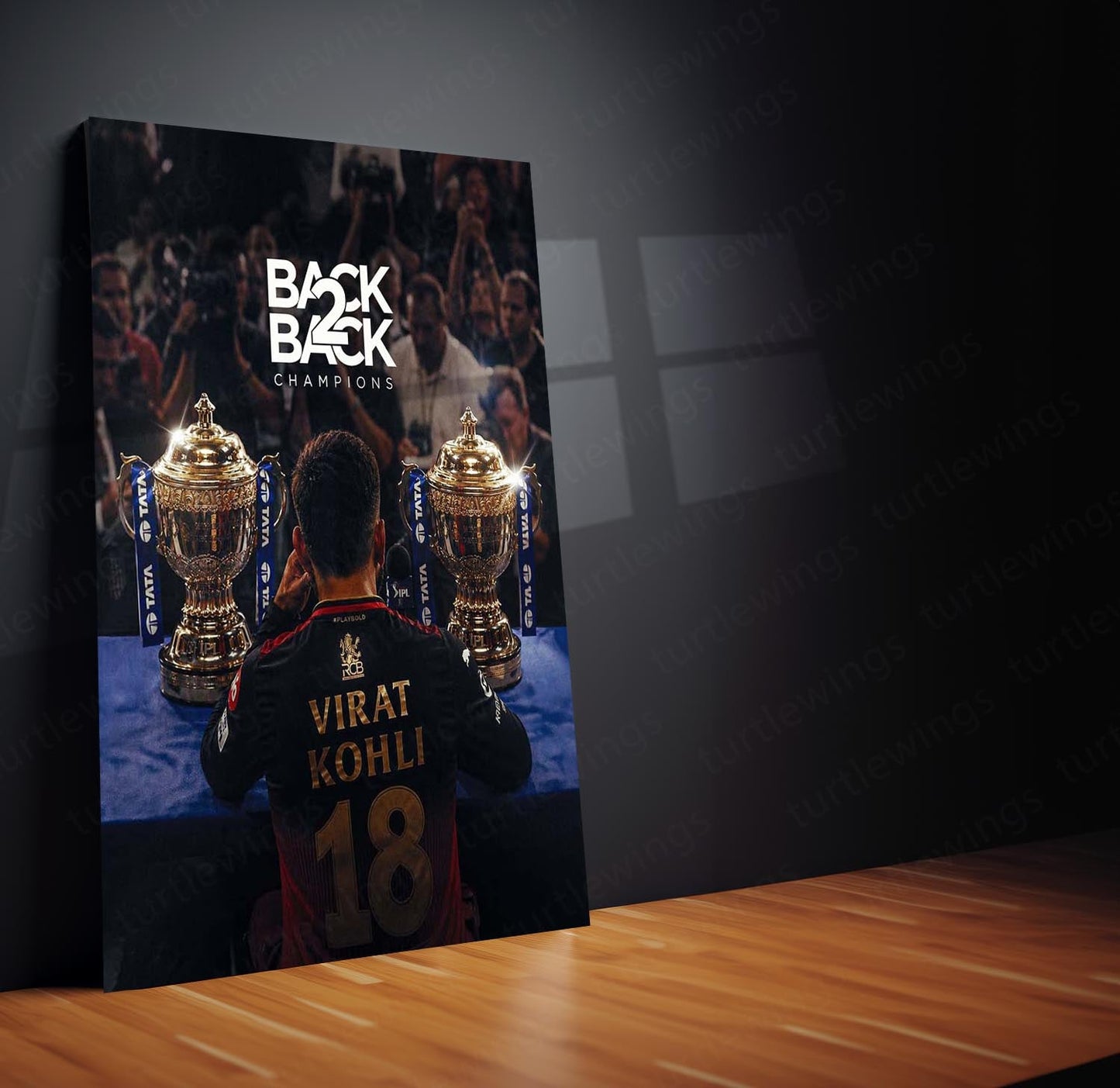 RCB Back 2 Back Champions Metal Poster | Virat Kohli Trophy IPL 2026 Wall Art
