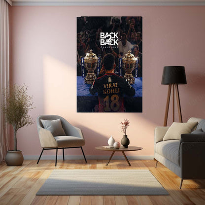 RCB Back 2 Back Champions Metal Poster | Virat Kohli Trophy IPL 2026 Wall Art