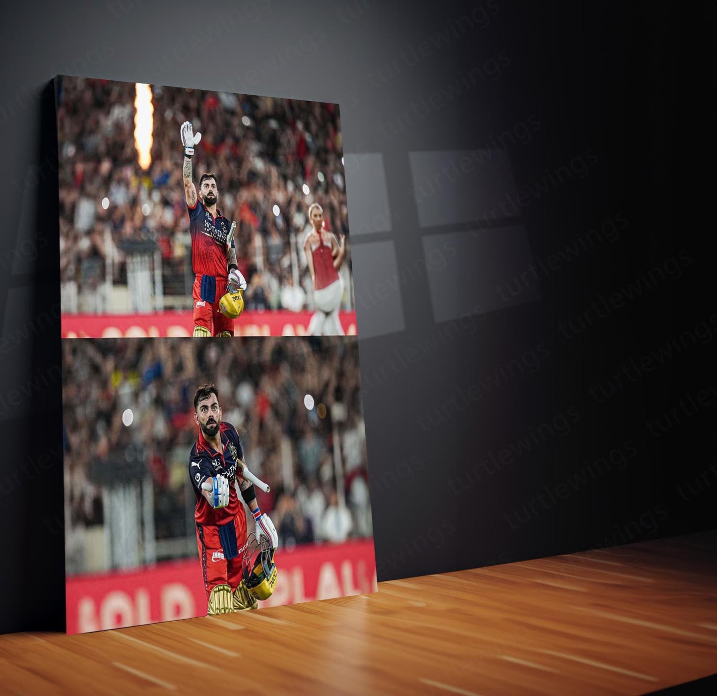 RCB virat Batting Celebration Metal Poster | IPL 2026 Cricket Champion Wall Art for Fans