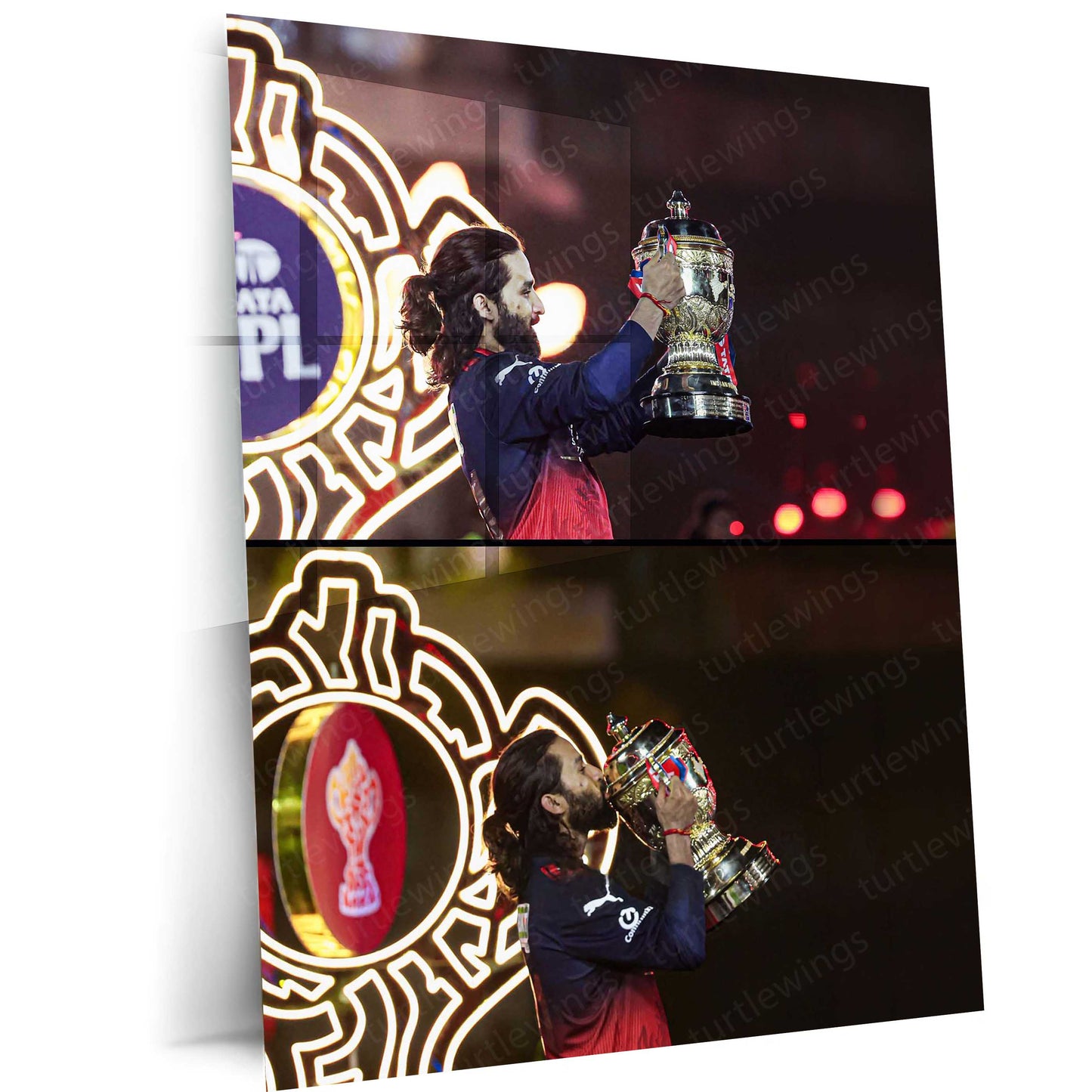 Rajat Patidar Trophy Celebration Metal Poster | IPL 2026 RCB Champion Cricket Wall Art