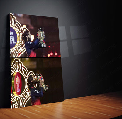Rajat Patidar Trophy Celebration Metal Poster | IPL 2026 RCB Champion Cricket Wall Art