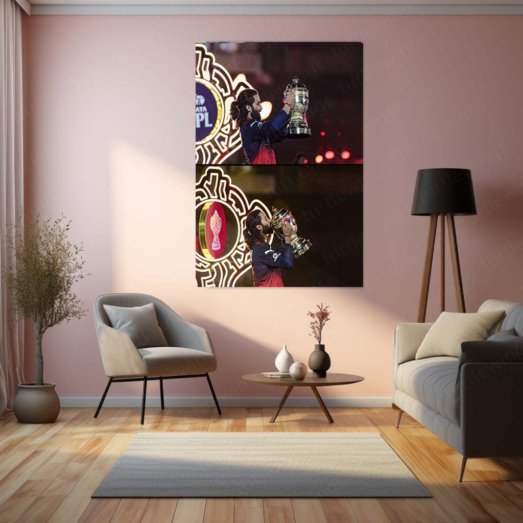Rajat Patidar Trophy Celebration Metal Poster | IPL 2026 RCB Champion Cricket Wall Art