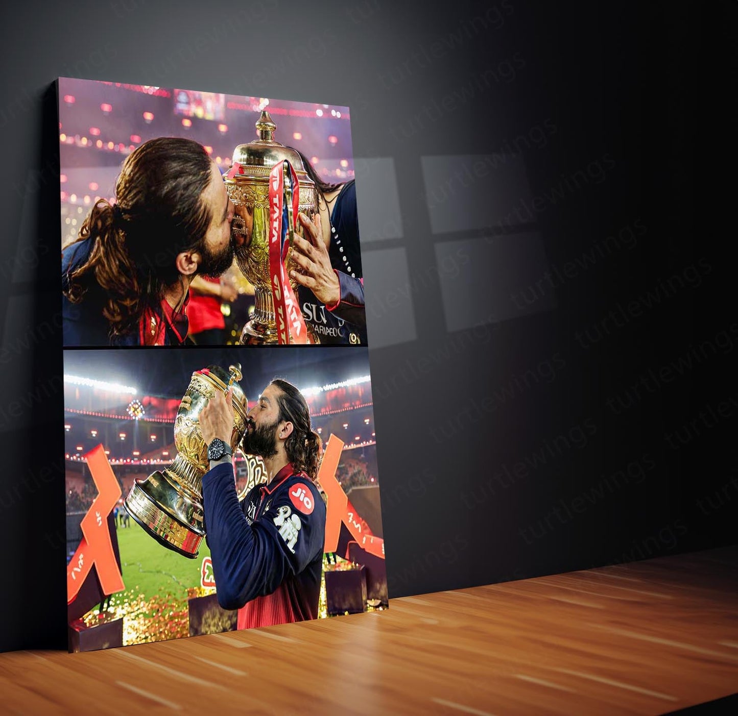 Rajat Patidar Trophy Celebration Metal Poster |  IPL 2026 RCB Champion Cricket Wall Art 01