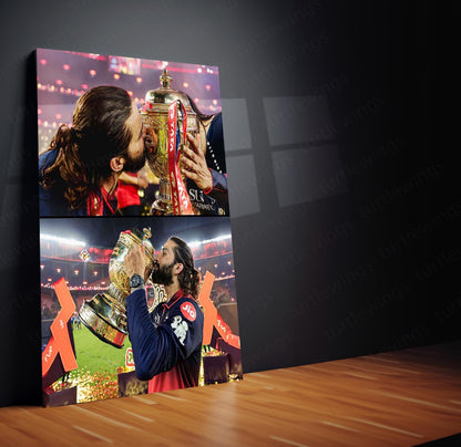 Rajat Patidar Trophy Celebration Metal Poster |  IPL 2026 RCB Champion Cricket Wall Art 01