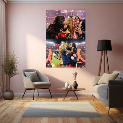 Rajat Patidar Trophy Celebration Metal Poster |  IPL 2026 RCB Champion Cricket Wall Art 01