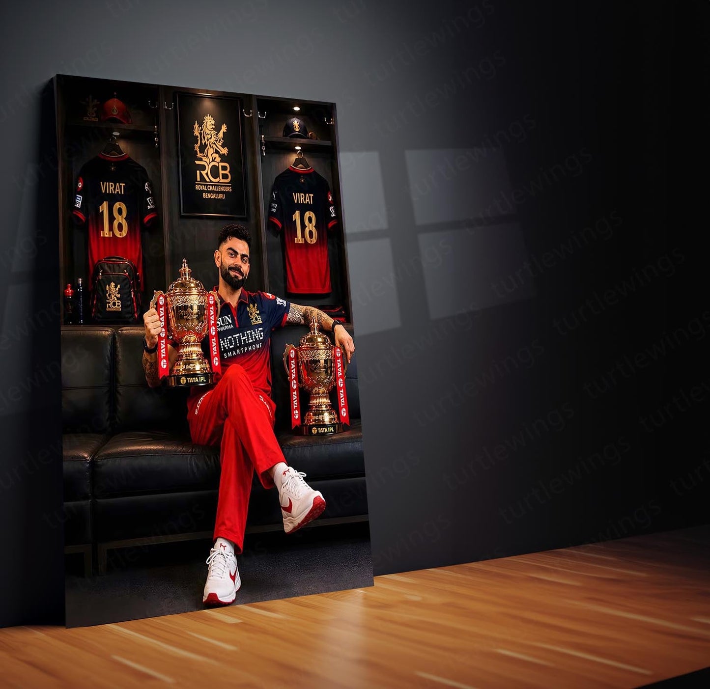 RCB virat Batting Celebration Metal Poster | IPL 2026 Cricket Champion Wall Art for Fans 03