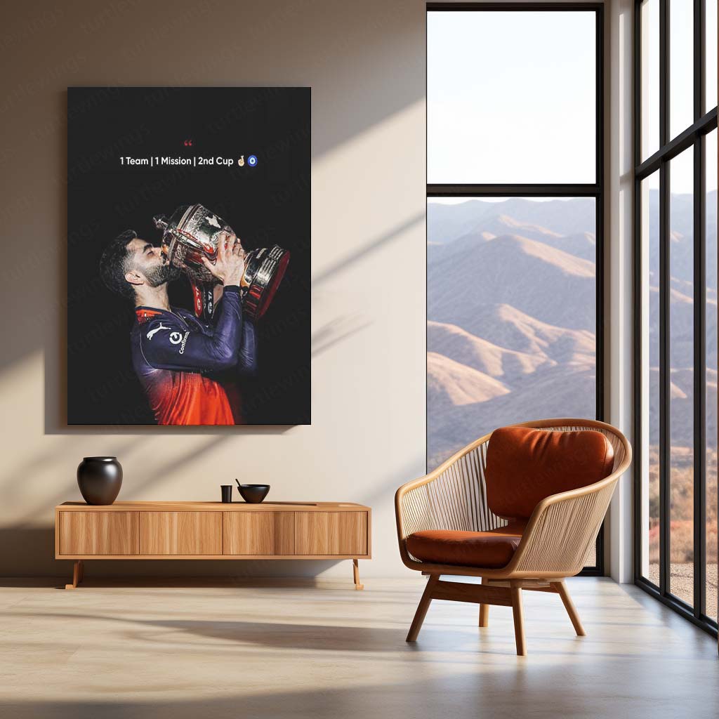 Virat Kohli RCB Celebration Metal Poster | IPL 2026 Cricket Champion Wall Art for Fans 03