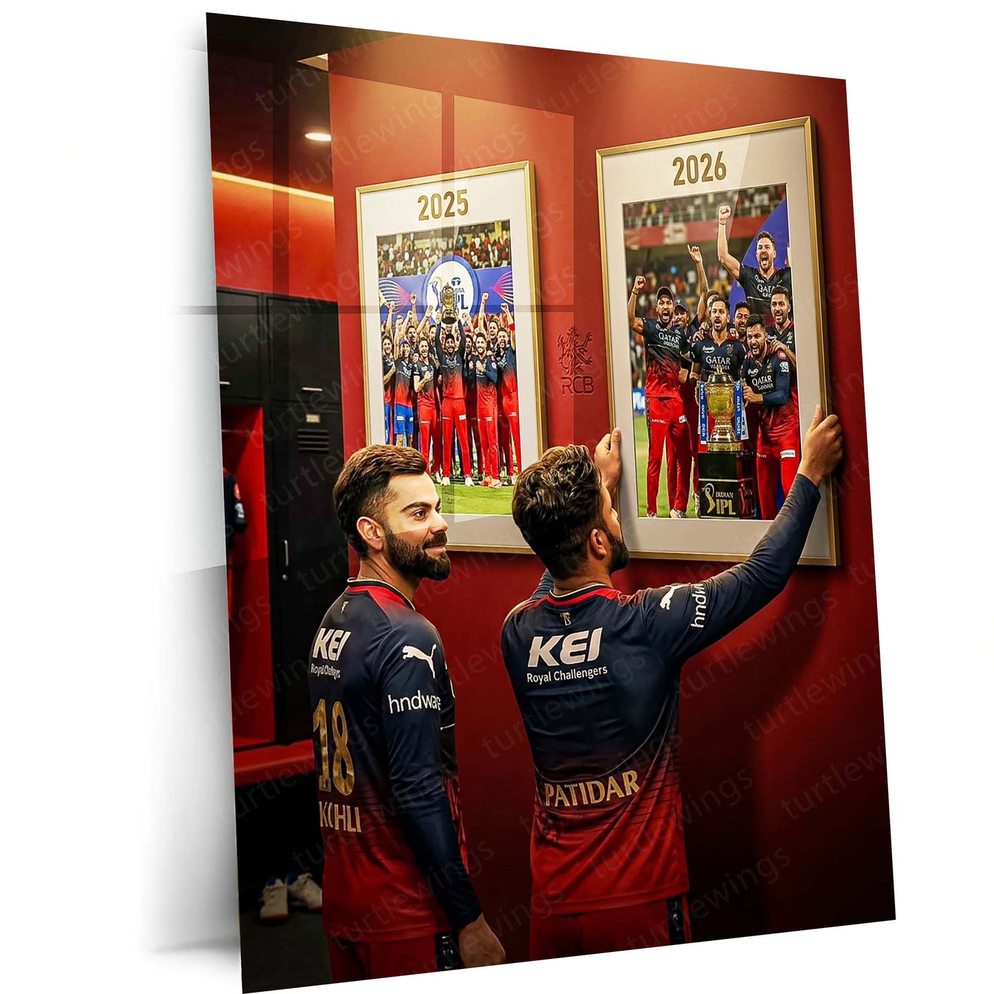 Virat Kohli RCB Celebration Metal Poster | IPL 2026 Cricket Champion Wall Art for Fans 05