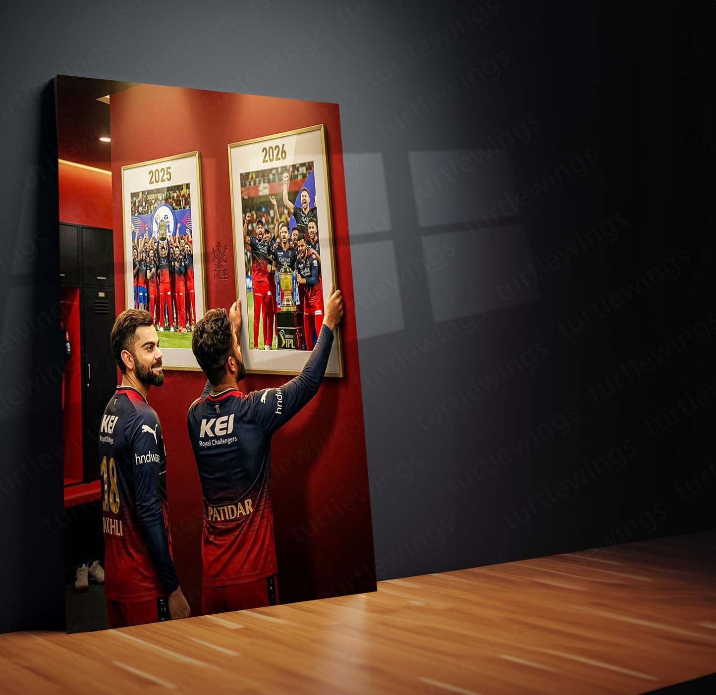 Virat Kohli RCB Celebration Metal Poster | IPL 2026 Cricket Champion Wall Art for Fans 05