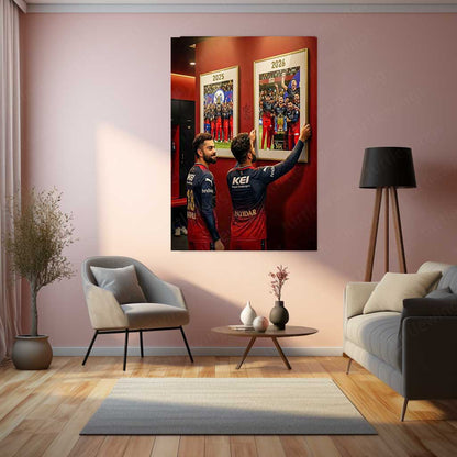 Virat Kohli RCB Celebration Metal Poster | IPL 2026 Cricket Champion Wall Art for Fans 05