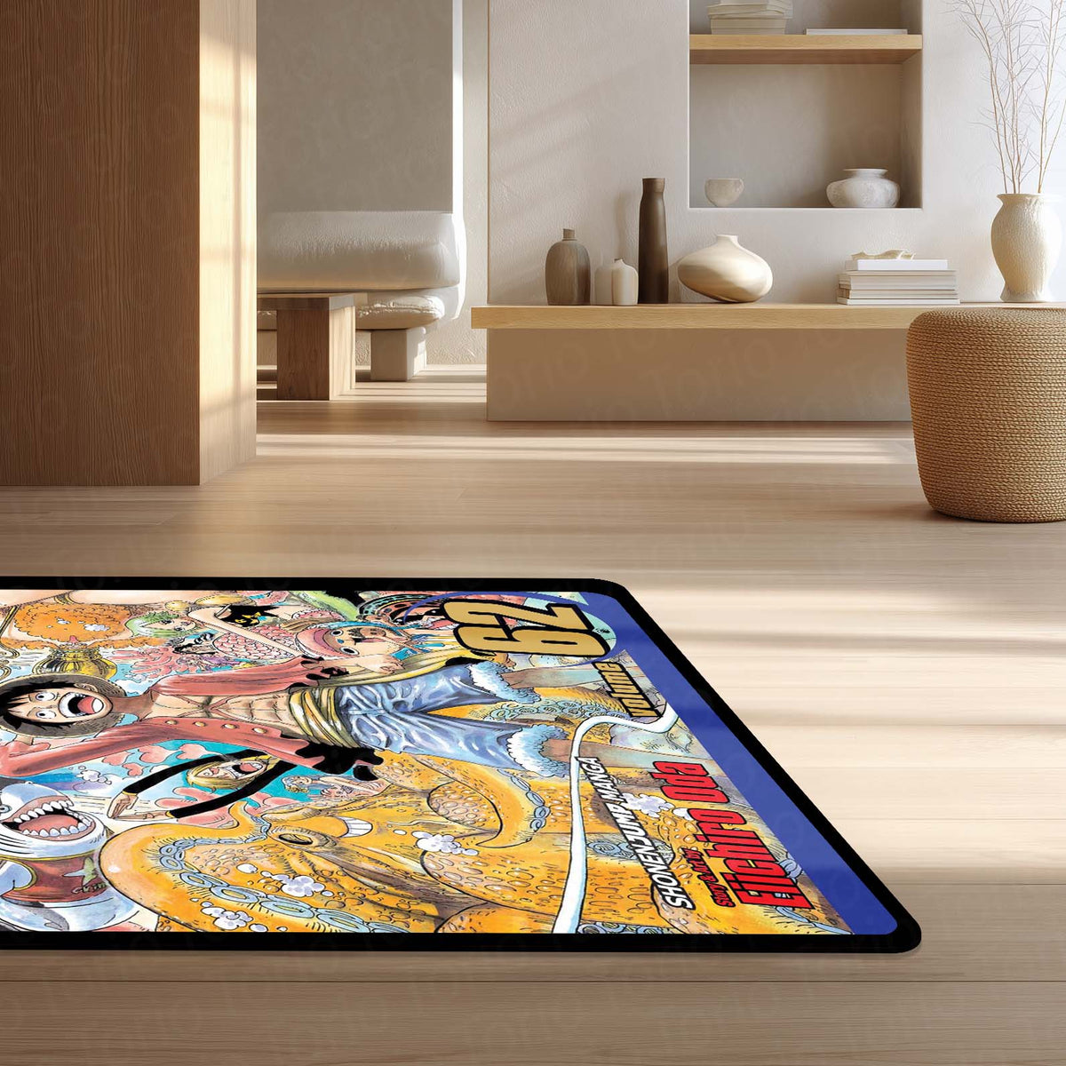 One Piece Floor Mat | Luffy & Straw Hat Pirates Manga Cover Flat Rug | Anti-Slip 3mm Absorbent Anime Floor Mat for Gaming Room, Bedroom & Otaku Space