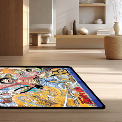 One Piece Floor Mat | Luffy & Straw Hat Pirates Manga Cover Flat Rug | Anti-Slip 3mm Absorbent Anime Floor Mat for Gaming Room, Bedroom & Otaku Space