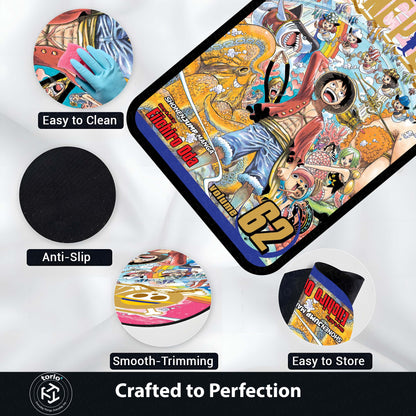 One Piece Floor Mat | Luffy & Straw Hat Pirates Manga Cover Flat Rug | Anti-Slip 3mm Absorbent Anime Floor Mat for Gaming Room, Bedroom & Otaku Space