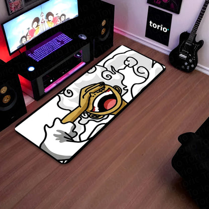 One Piece Luffy Gear 5 Inspired Floor Mat | Anime Hand & Mouth Art Flat Rug | Anti-Slip 3mm Absorbent Floor Mat for Gaming Room, Bedroom & Otaku Decor