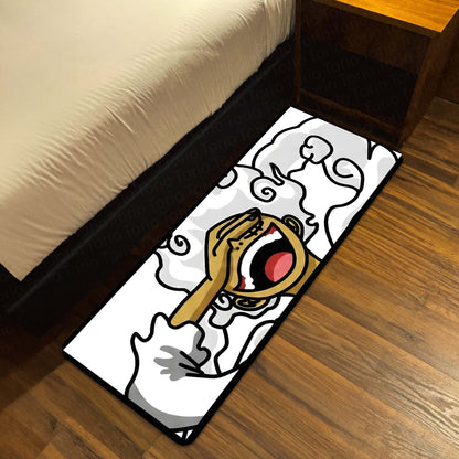 One Piece Luffy Gear 5 Inspired Floor Mat | Anime Hand & Mouth Art Flat Rug | Anti-Slip 3mm Absorbent Floor Mat for Gaming Room, Bedroom & Otaku Decor