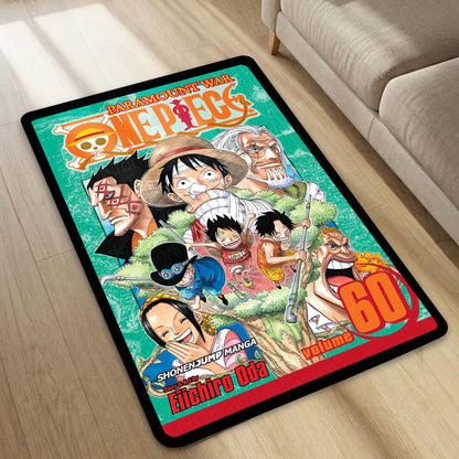 One Piece Anime Floor Mat | Monkey D. Luffy & Straw Hat Crew Manga Art Flat Rug | Anti-Slip 3mm Absorbent Floor Mat for Gaming Room, Bedroom & Otaku Setup