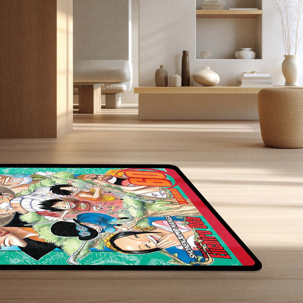 One Piece Anime Floor Mat | Monkey D. Luffy & Straw Hat Crew Manga Art Flat Rug | Anti-Slip 3mm Absorbent Floor Mat for Gaming Room, Bedroom & Otaku Setup