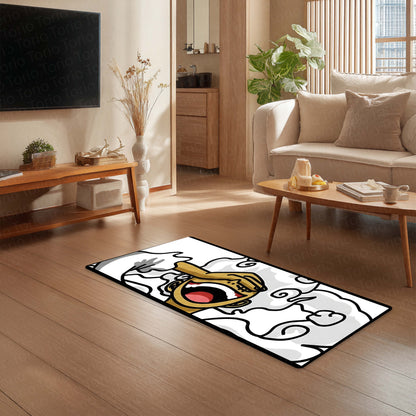 One Piece Luffy Gear 5 Inspired Floor Mat | Anime Hand & Mouth Art Flat Rug | Anti-Slip 3mm Absorbent Floor Mat for Gaming Room, Bedroom & Otaku Decor