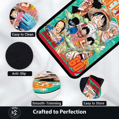 One Piece Anime Floor Mat | Monkey D. Luffy & Straw Hat Crew Manga Art Flat Rug | Anti-Slip 3mm Absorbent Floor Mat for Gaming Room, Bedroom & Otaku Setup
