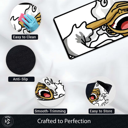 One Piece Luffy Gear 5 Inspired Floor Mat | Anime Hand & Mouth Art Flat Rug | Anti-Slip 3mm Absorbent Floor Mat for Gaming Room, Bedroom & Otaku Decor