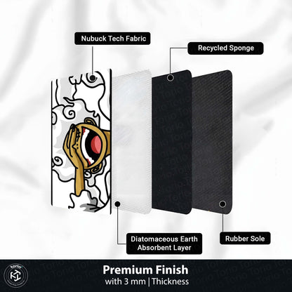One Piece Luffy Gear 5 Inspired Floor Mat | Anime Hand & Mouth Art Flat Rug | Anti-Slip 3mm Absorbent Floor Mat for Gaming Room, Bedroom & Otaku Decor
