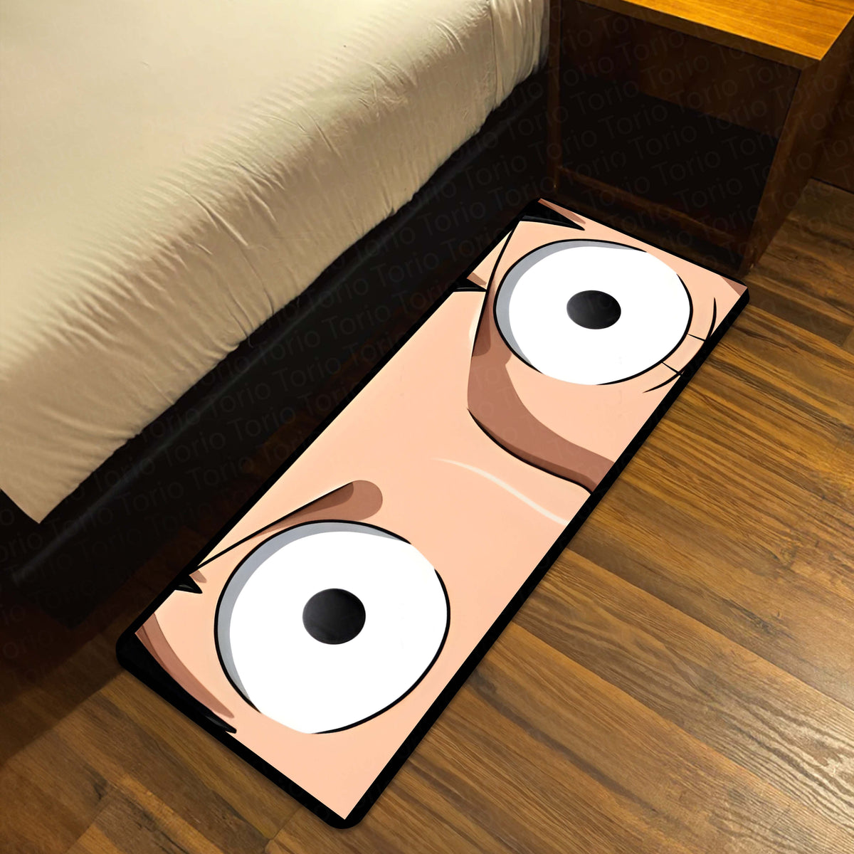 Anime Wide Eyes Floor Mat | One Piece Inspired Expression Art Flat Rug | Anti-Slip 3mm Absorbent Floor Mat for Bedroom, Gaming Room, Otaku & Anime Decor