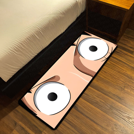 Anime Wide Eyes Floor Mat | One Piece Inspired Expression Art Flat Rug | Anti-Slip 3mm Absorbent Floor Mat for Bedroom, Gaming Room, Otaku & Anime Decor