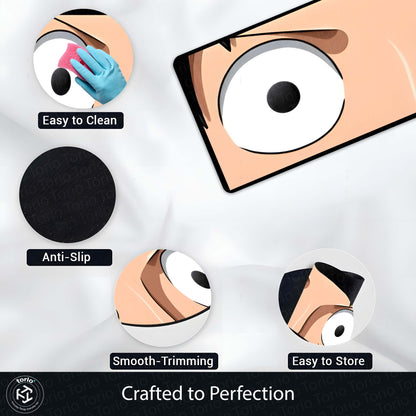 Anime Wide Eyes Floor Mat | One Piece Inspired Expression Art Flat Rug | Anti-Slip 3mm Absorbent Floor Mat for Bedroom, Gaming Room, Otaku & Anime Decor