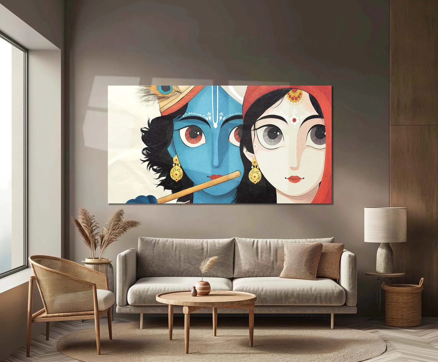 Radha Krishna Metal Poster | Divine Love Painting | Spiritual Wall Art - TURTLEWINGS