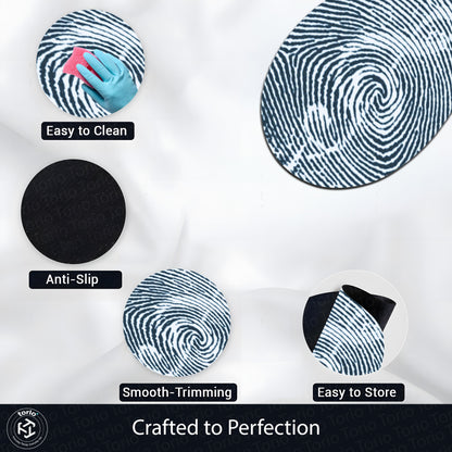 Minimalist Fingerprint Shape Flat Rug | Black & White Abstract Fingerprint Oval Area Flat Rug | Modern Monochrome Flat Rug for Living Room, Office & Contemporary Decor