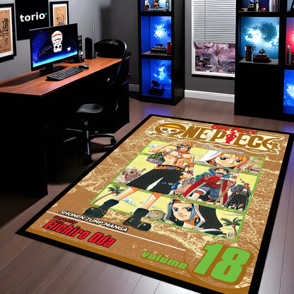 One Piece Floor Mat | Eiichiro Oda Manga Cover Anime Flat Rug | Anti-Slip 3mm Absorbent Floor Mat for Gaming Room, Bedroom & Otaku Setup