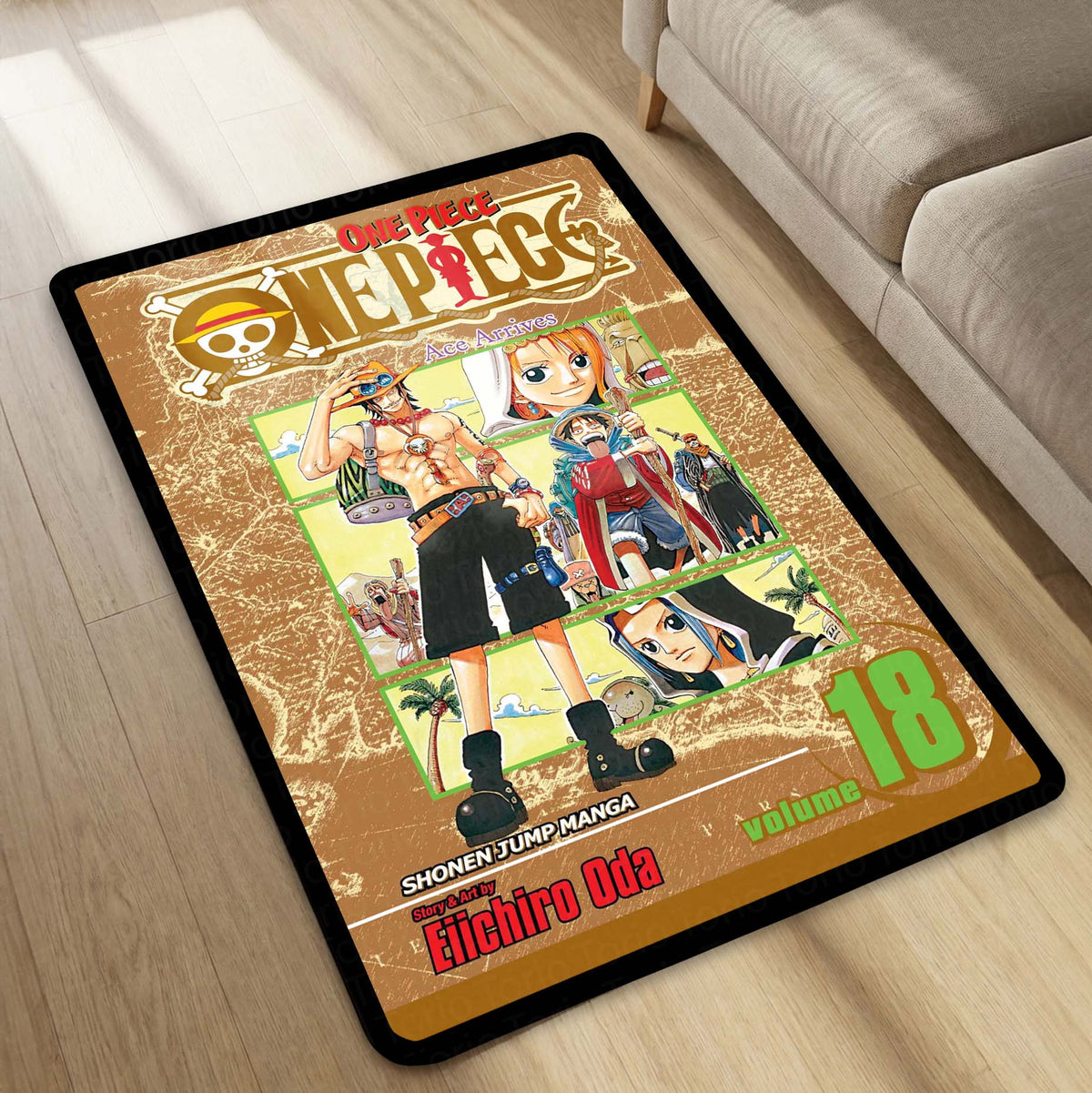 One Piece Floor Mat | Eiichiro Oda Manga Cover Anime Flat Rug | Anti-Slip 3mm Absorbent Floor Mat for Gaming Room, Bedroom & Otaku Setup