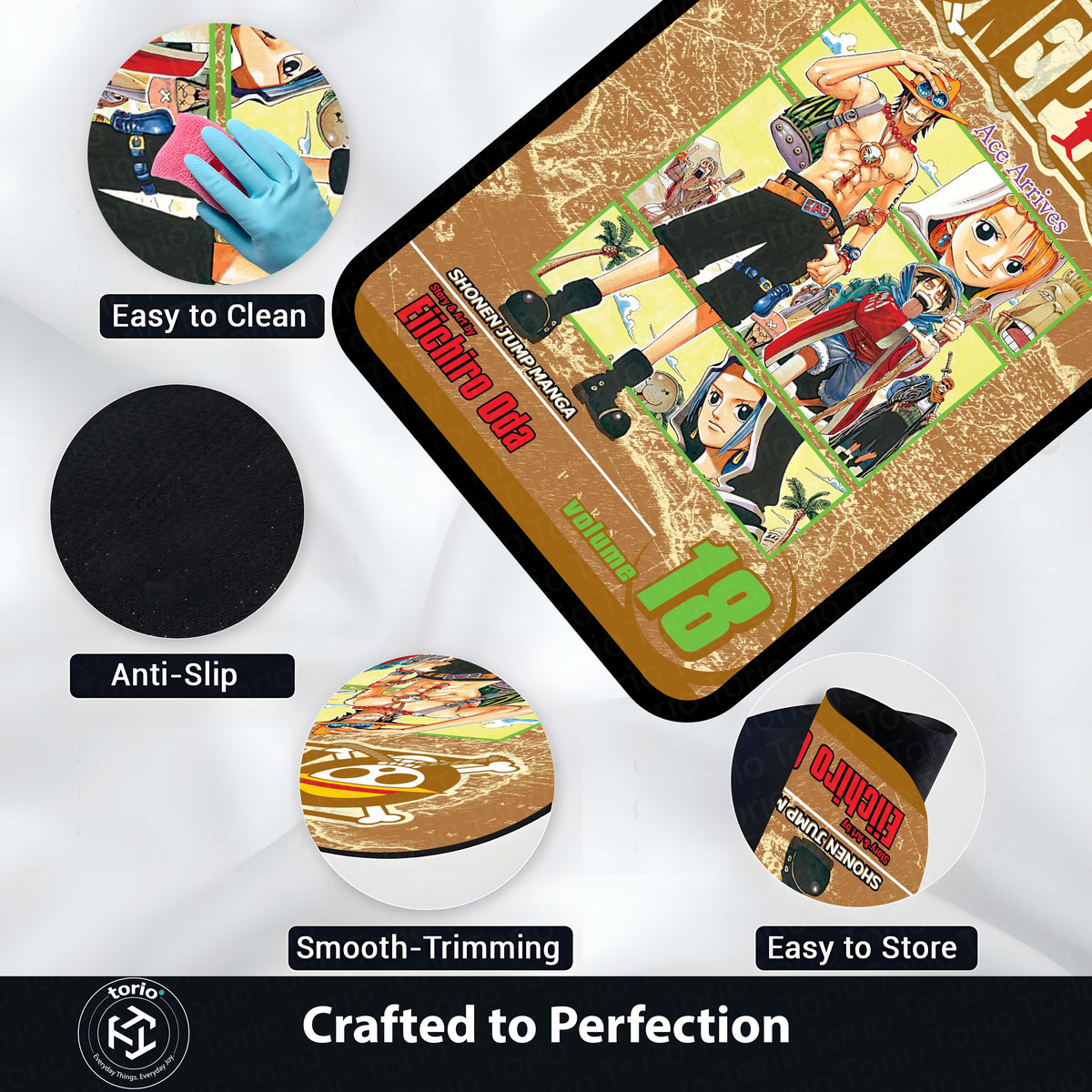 One Piece Floor Mat | Eiichiro Oda Manga Cover Anime Flat Rug | Anti-Slip 3mm Absorbent Floor Mat for Gaming Room, Bedroom & Otaku Setup