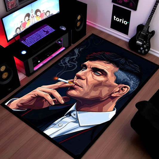 Peaky Blinders Thomas Shelby Flat Rug | Mafia Gentleman Aesthetic Area Flat Rug | Vintage Crime Drama Inspired Decor | Premium Anti-Slip Flat Rug