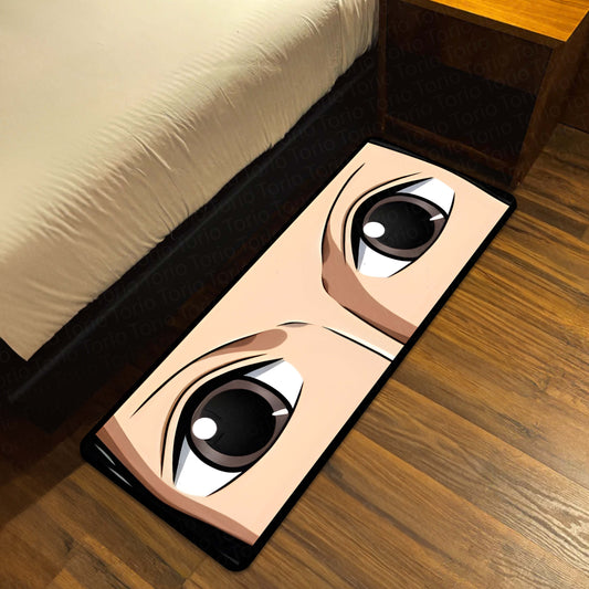 Anime Wide Eyes Floor Mat | Expressive Manga Eye Art Flat Rug | Anti-Slip 3mm Absorbent Floor Mat for Bedroom, Gaming Room, Otaku Decor & Anime Spaces