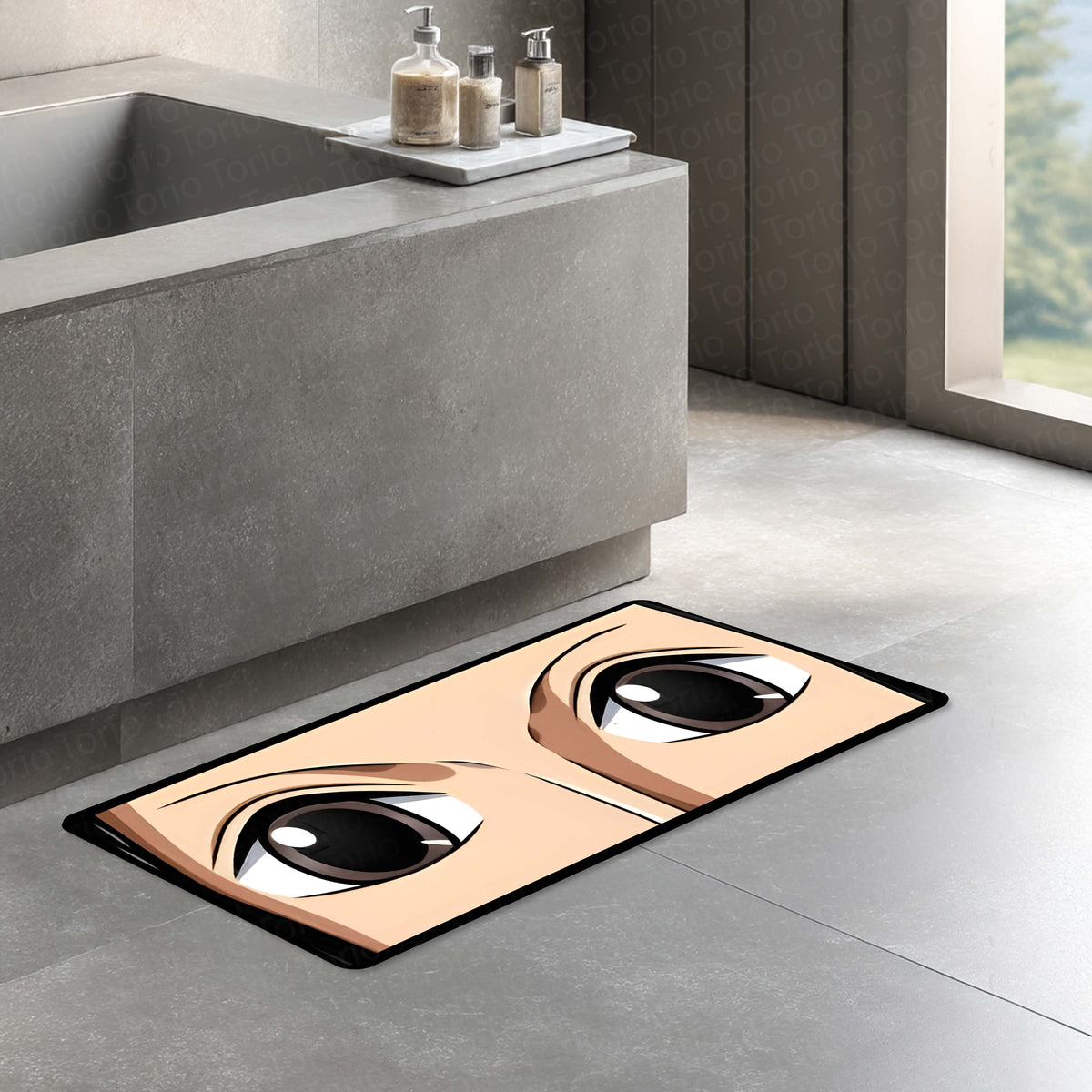 Anime Wide Eyes Floor Mat | Expressive Manga Eye Art Flat Rug | Anti-Slip 3mm Absorbent Floor Mat for Bedroom, Gaming Room, Otaku Decor & Anime Spaces