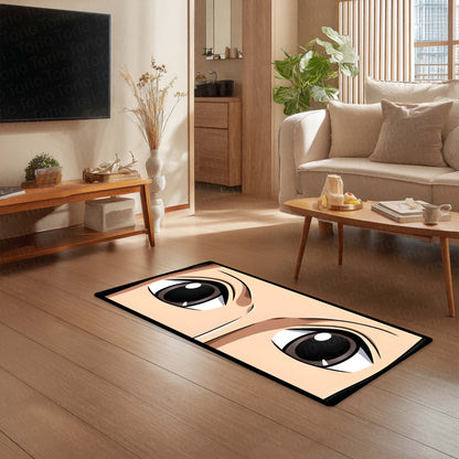 Anime Wide Eyes Floor Mat | Expressive Manga Eye Art Flat Rug | Anti-Slip 3mm Absorbent Floor Mat for Bedroom, Gaming Room, Otaku Decor & Anime Spaces
