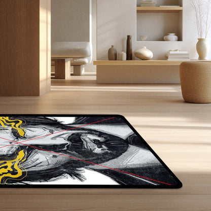 John Wick Sketch Art Flat Rug | Baba Yaga Assassin Area Flat Rug | Minimalist Action Movie Inspired Decor | Premium Anti-Slip Flat Rug