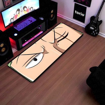 Anime Intense Warrior Eye Floor Mat | Minimal Anime Eye Art Flat Rug | Anti-Slip 3mm Absorbent Floor Mat for Bedroom, Gaming Room, Studio & Otaku Decor