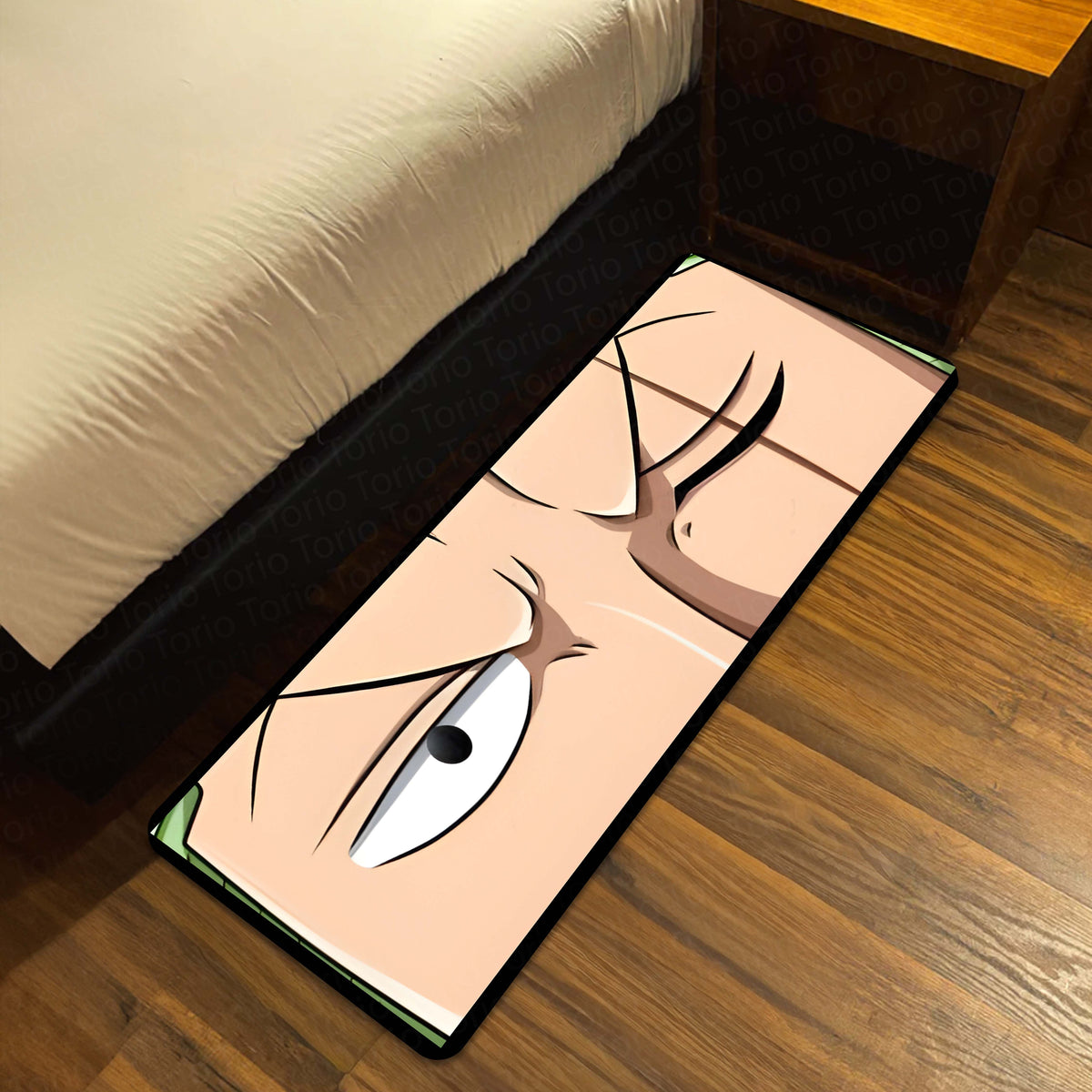 Anime Intense Warrior Eye Floor Mat | Minimal Anime Eye Art Flat Rug | Anti-Slip 3mm Absorbent Floor Mat for Bedroom, Gaming Room, Studio & Otaku Decor