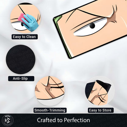 Anime Intense Warrior Eye Floor Mat | Minimal Anime Eye Art Flat Rug | Anti-Slip 3mm Absorbent Floor Mat for Bedroom, Gaming Room, Studio & Otaku Decor