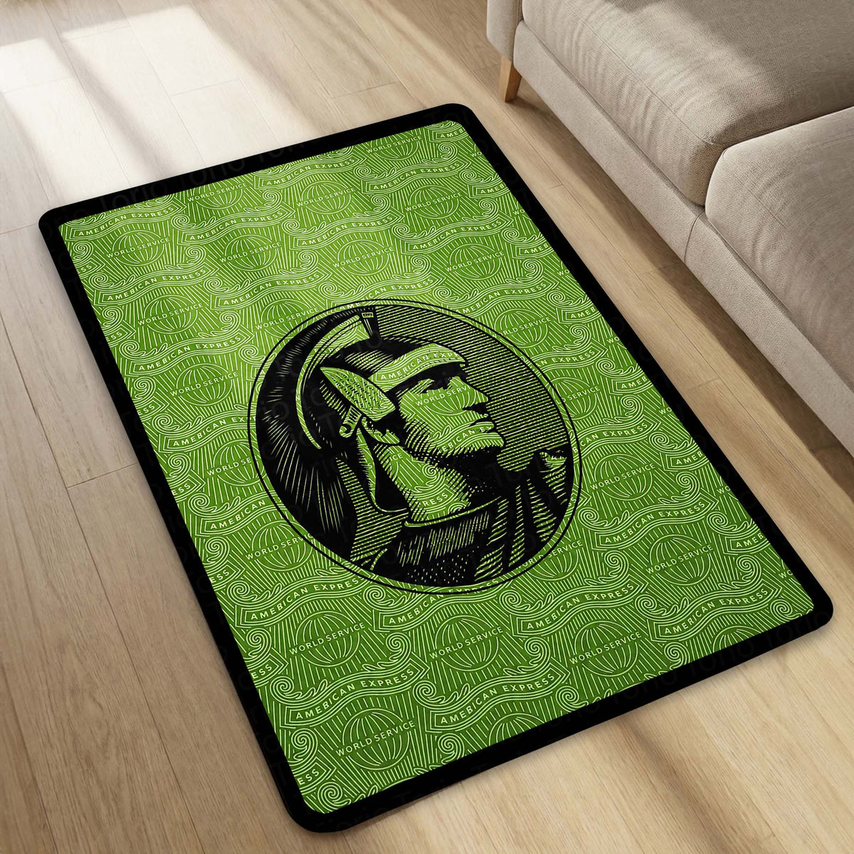 American Express Centurion Flat Rug | Green Luxury Card Inspired Area Flat Rug | Premium Anti-Slip Flat Rug for Office & Gaming Room