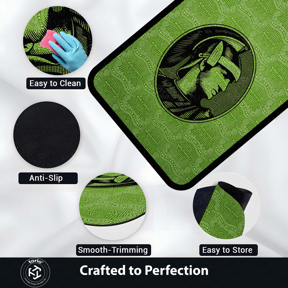 American Express Centurion Flat Rug | Green Luxury Card Inspired Area Flat Rug | Premium Anti-Slip Flat Rug for Office & Gaming Room