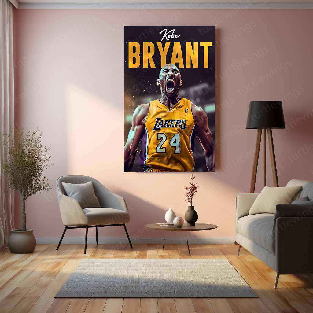 Kobe Bryant Metal Poster | Mamba Mentality Wall Art | Lakers Basketball Legend Print - TURTLEWINGS