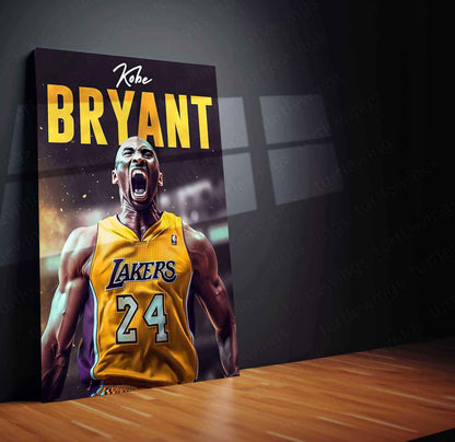 Kobe Bryant Metal Poster | Mamba Mentality Wall Art | Lakers Basketball Legend Print - TURTLEWINGS