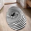 Octopus Fingerprint Shape Flat Rug | Black & White Abstract Ocean Art Oval Area Flat Rug | Minimalist Marine Flat Rug for Living Room, Bedroom & Office