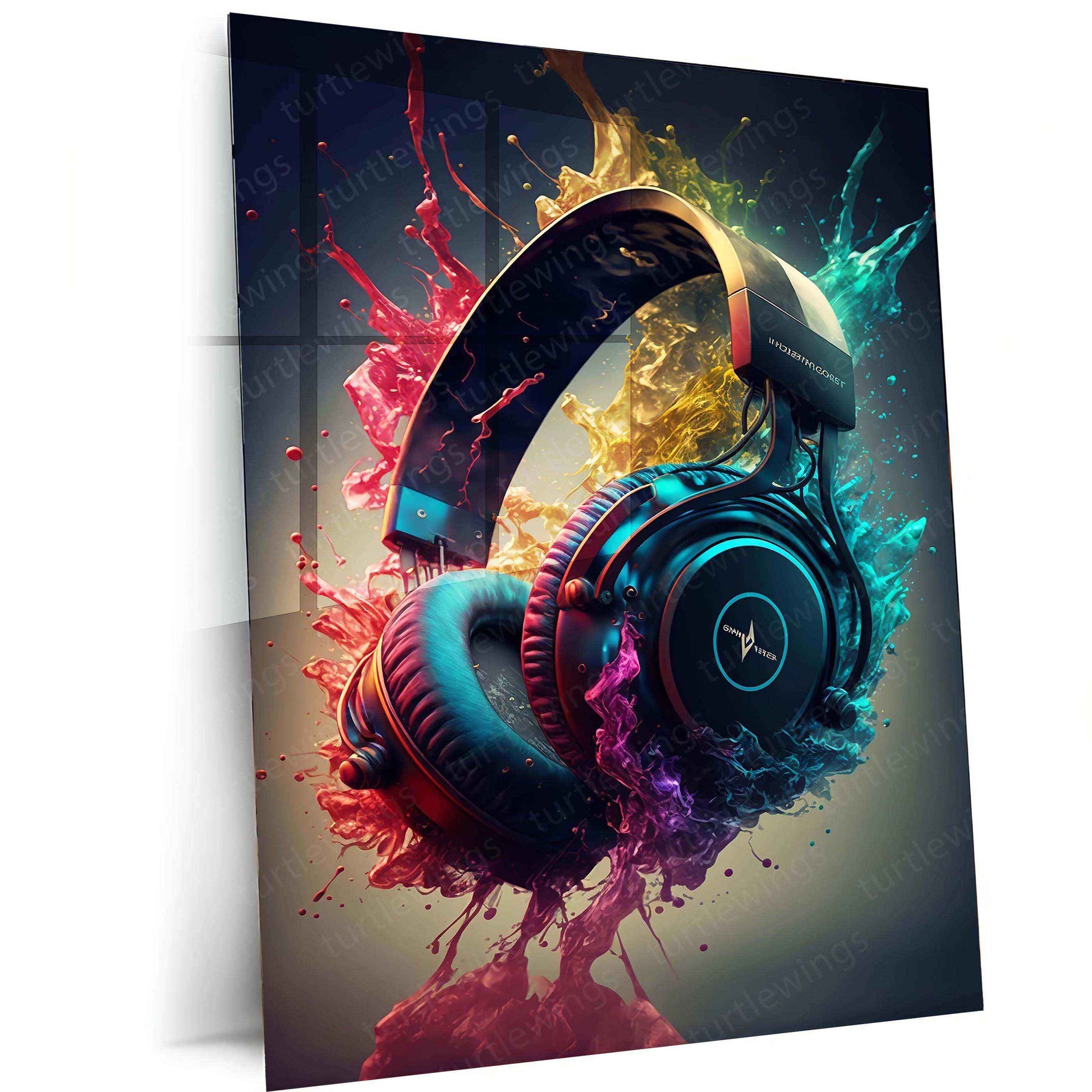 Music Abstract Art Metal Poster | Modern Soundwave Wall Decor | Vibrant Musical Aesthetic - TURTLEWINGS