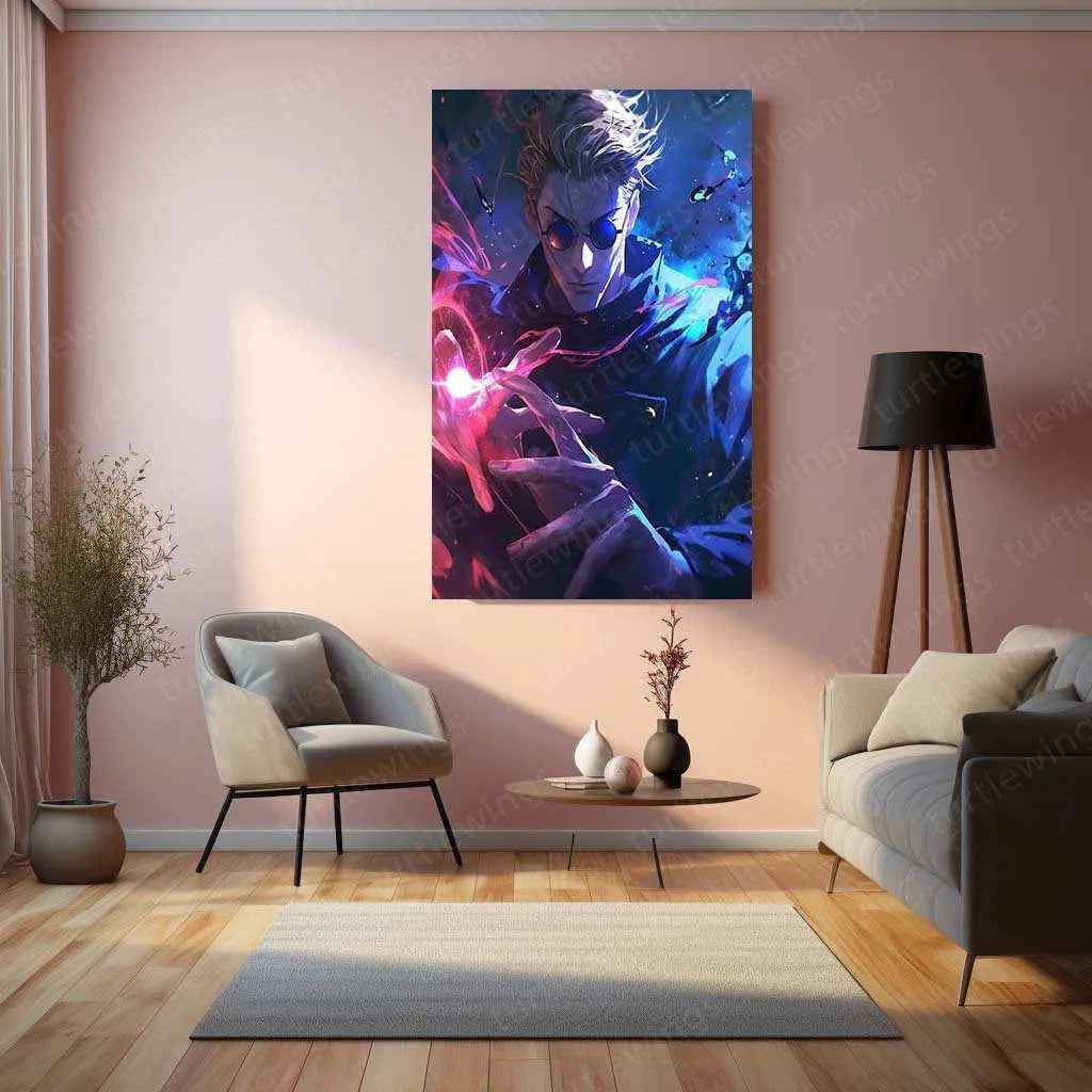 Satoru Gojo Metal Poster | Jujutsu Kaisen Anime Wall Art | Limitless & Six Eyes Decor - TURTLEWINGS