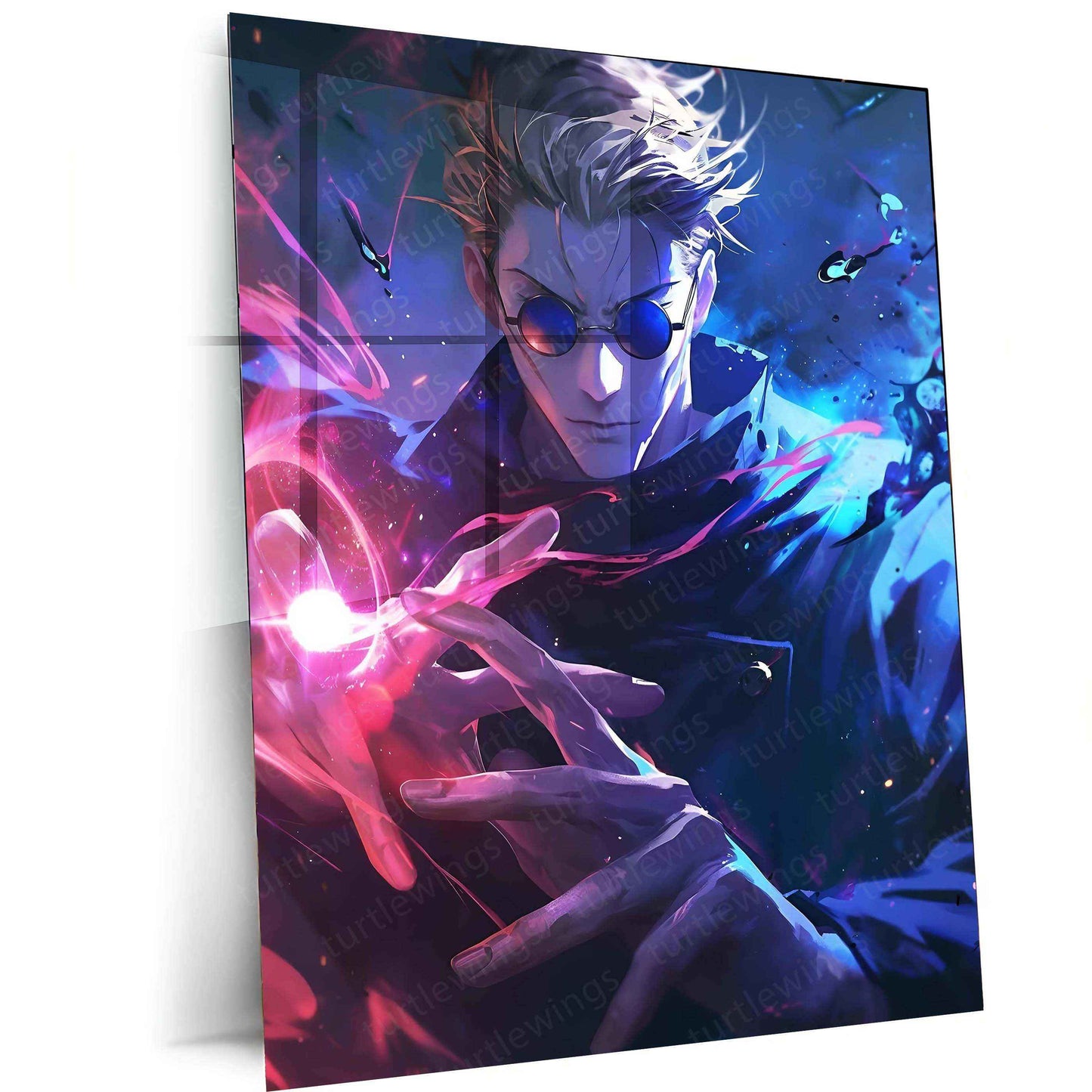 Satoru Gojo Metal Poster | Jujutsu Kaisen Anime Wall Art | Limitless & Six Eyes Decor - TURTLEWINGS
