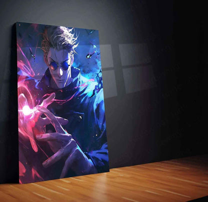 Satoru Gojo Metal Poster | Jujutsu Kaisen Anime Wall Art | Limitless & Six Eyes Decor - TURTLEWINGS
